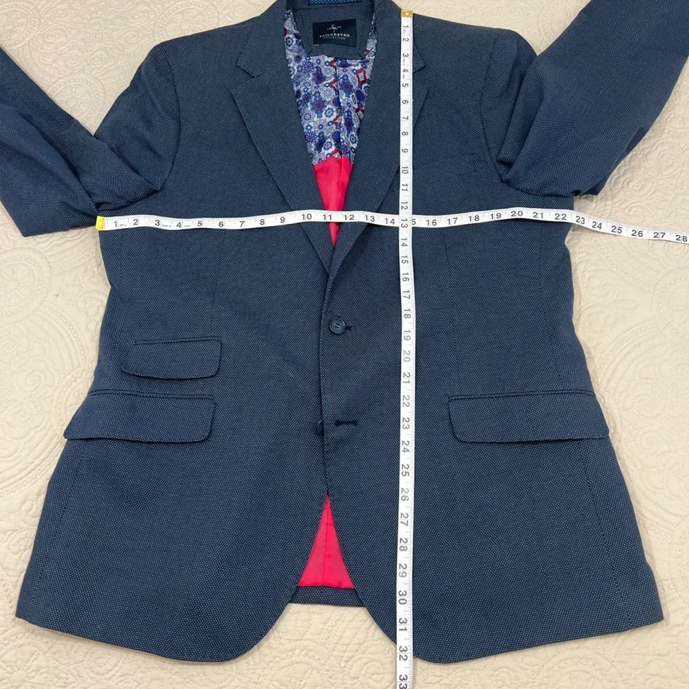 Tailorbyrd Collection Mens 44L Navy Blue Micro Dot Cotton 2 Button Blazer Jacket